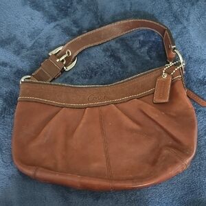 Coach Brown Leather Shoulder Bag with Gold Hardware